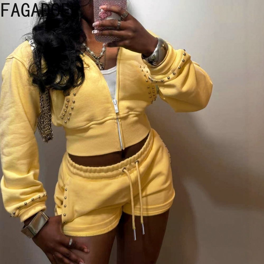 Women'S Fashion Zip Hoodie - FAGADOER Conjunto Deportivo Casual Diario de