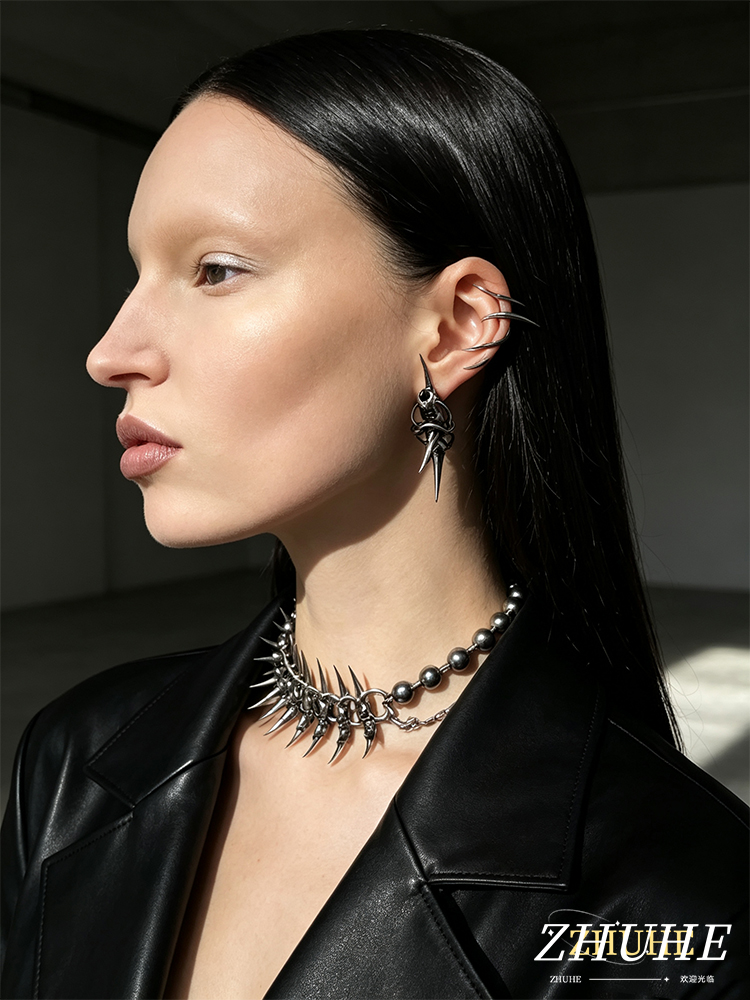 Women'S Fashion Edgy - Pendientes de cuerno de esqueleto de