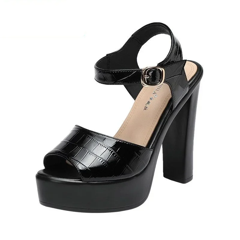 Women'S Fashion Korea - Sandalias de cuero genuino de 10cm