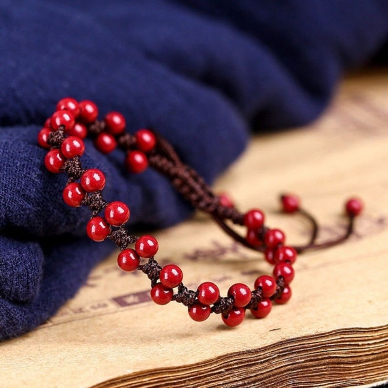 Women And Men Fashion - Cinabrio rojo Natural personalizado, pulsera de