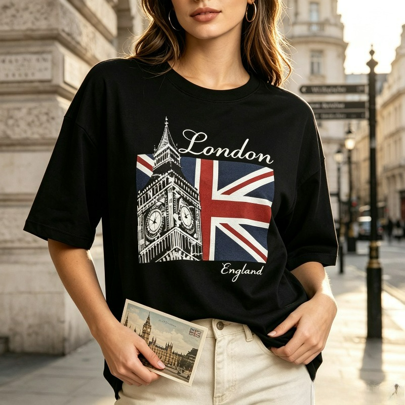 Women'S Fashion London - Camiseta con Estampado Frontal del Big