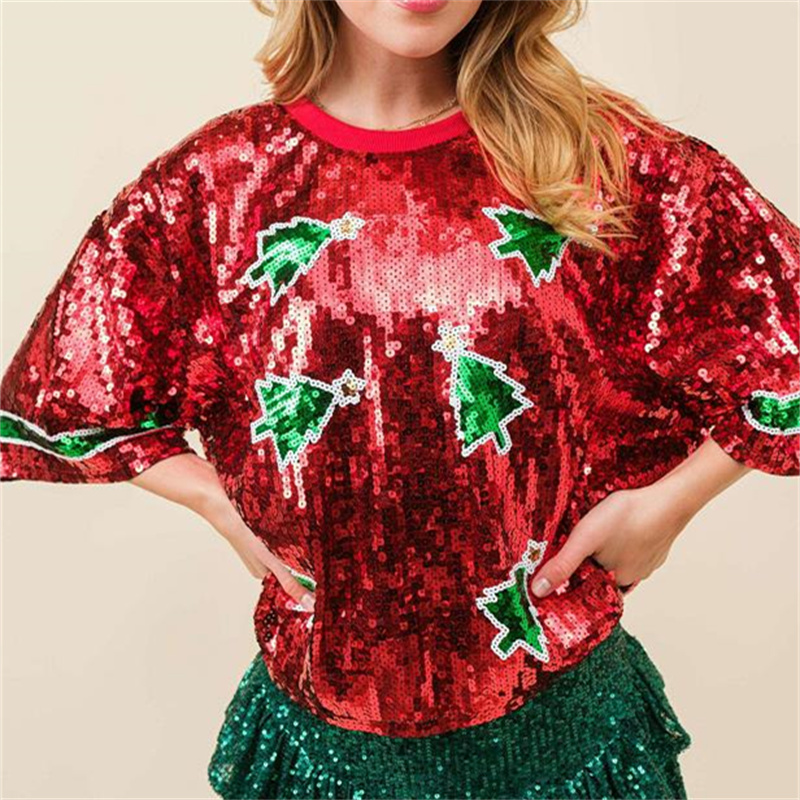 Women'S Fashion Rugby Shirt - Camiseta de lentejuelas a la moda