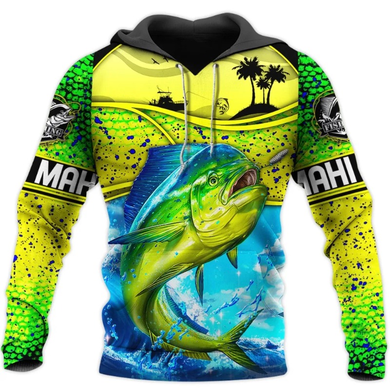 Women'S Fashion Zip Hoodie - Sudadera con Capucha Mahi‑Mahi Fishing con