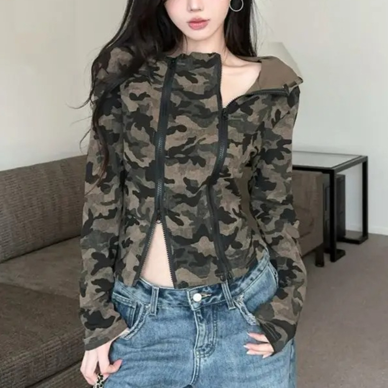 Sudadera con capucha de camufl - Women'S Fashion Zip Hoodie reseña y precio