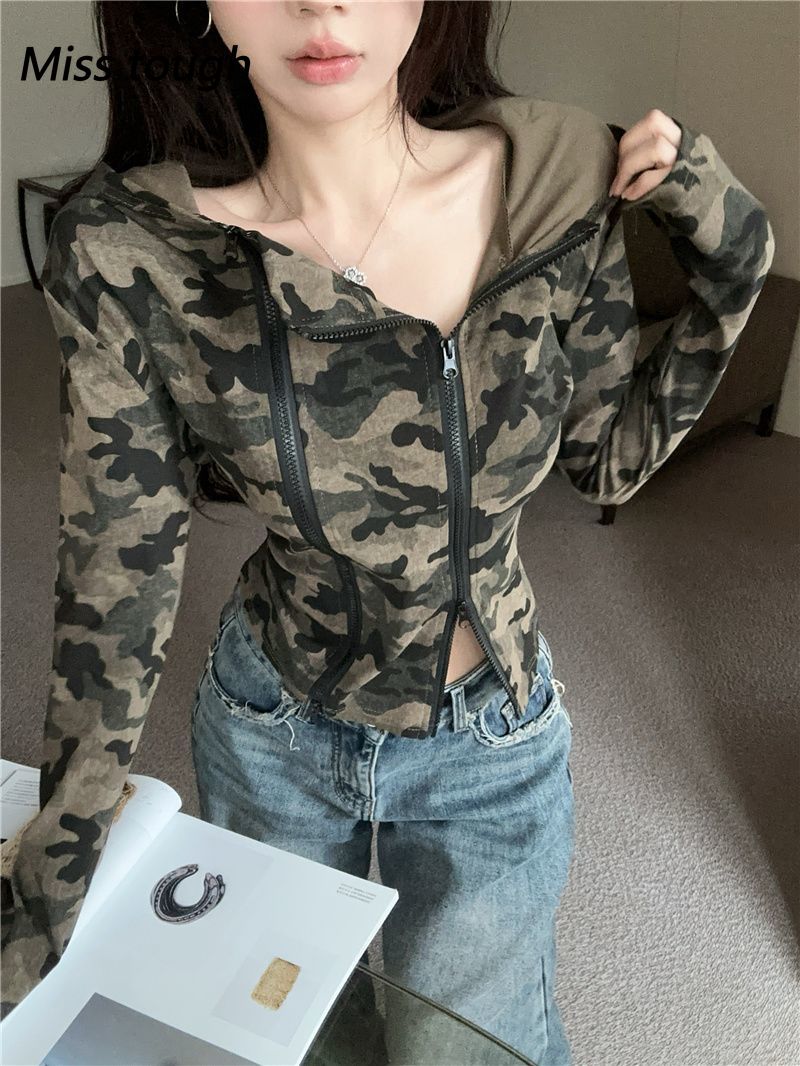 Sudadera con capucha de camufl - Women'S Fashion Zip Hoodie reseña y precio