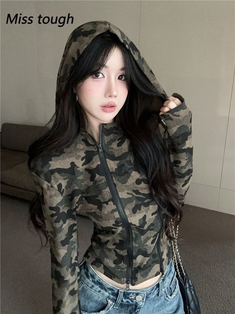 Sudadera con capucha de camufl - Women'S Fashion Zip Hoodie reseña y precio