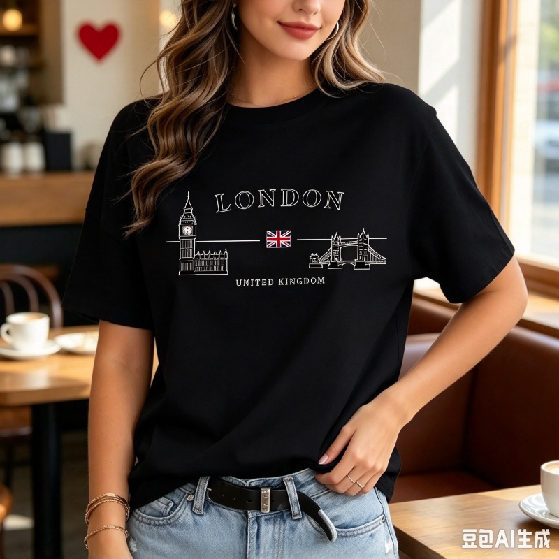 Camiseta gráfica de mujer con  - Women'S Fashion London reseña y precio