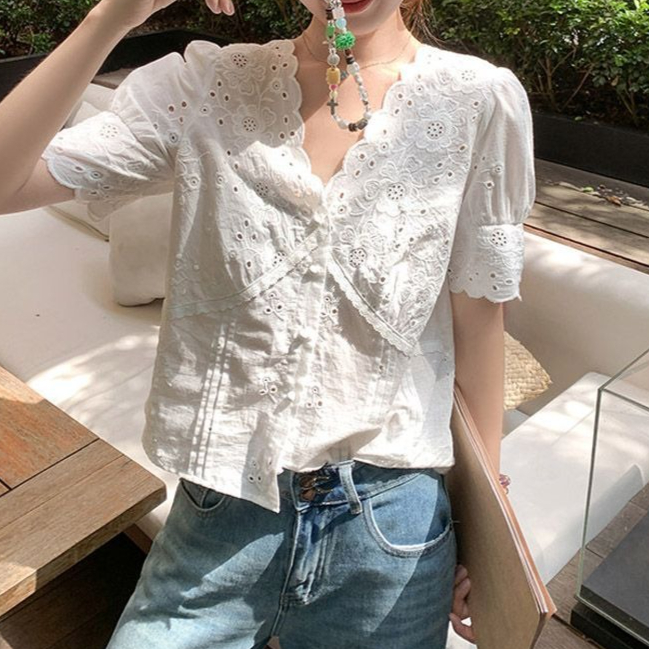 Blusa de manga corta con cuell - Women'S Fashion Petite reseña y precio