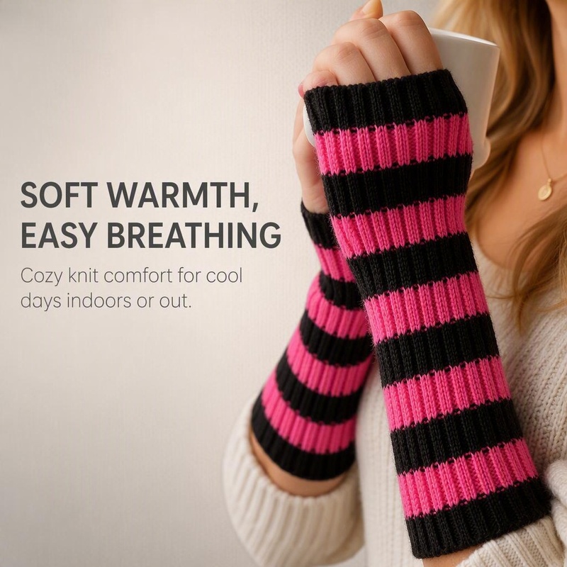 Guantes de punto a rayas con b - Women'S Fashion Gloves reseña y precio