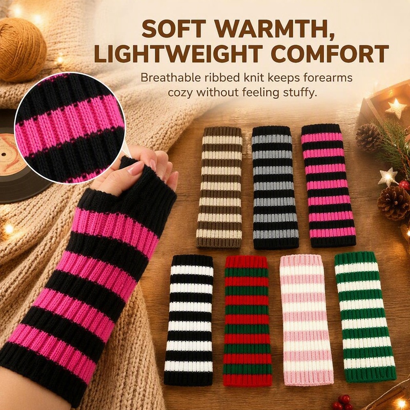 Guantes de punto a rayas con b - Women'S Fashion Gloves reseña y precio